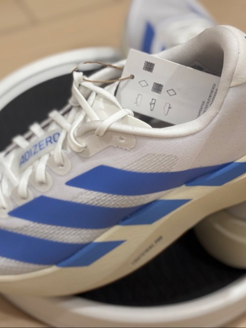 adidas Adizero Evo SL Running Shoes Women's 9.5 White/Blue Brand New